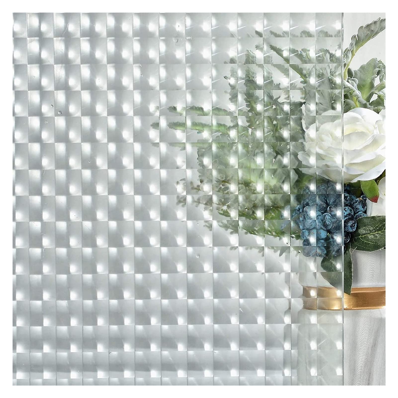 Window Film Stained Decorative Window Film Frosted Sticke Non Adhesive Static Cling Vinyl Glass Blocking Removable(D,45x200 cm)