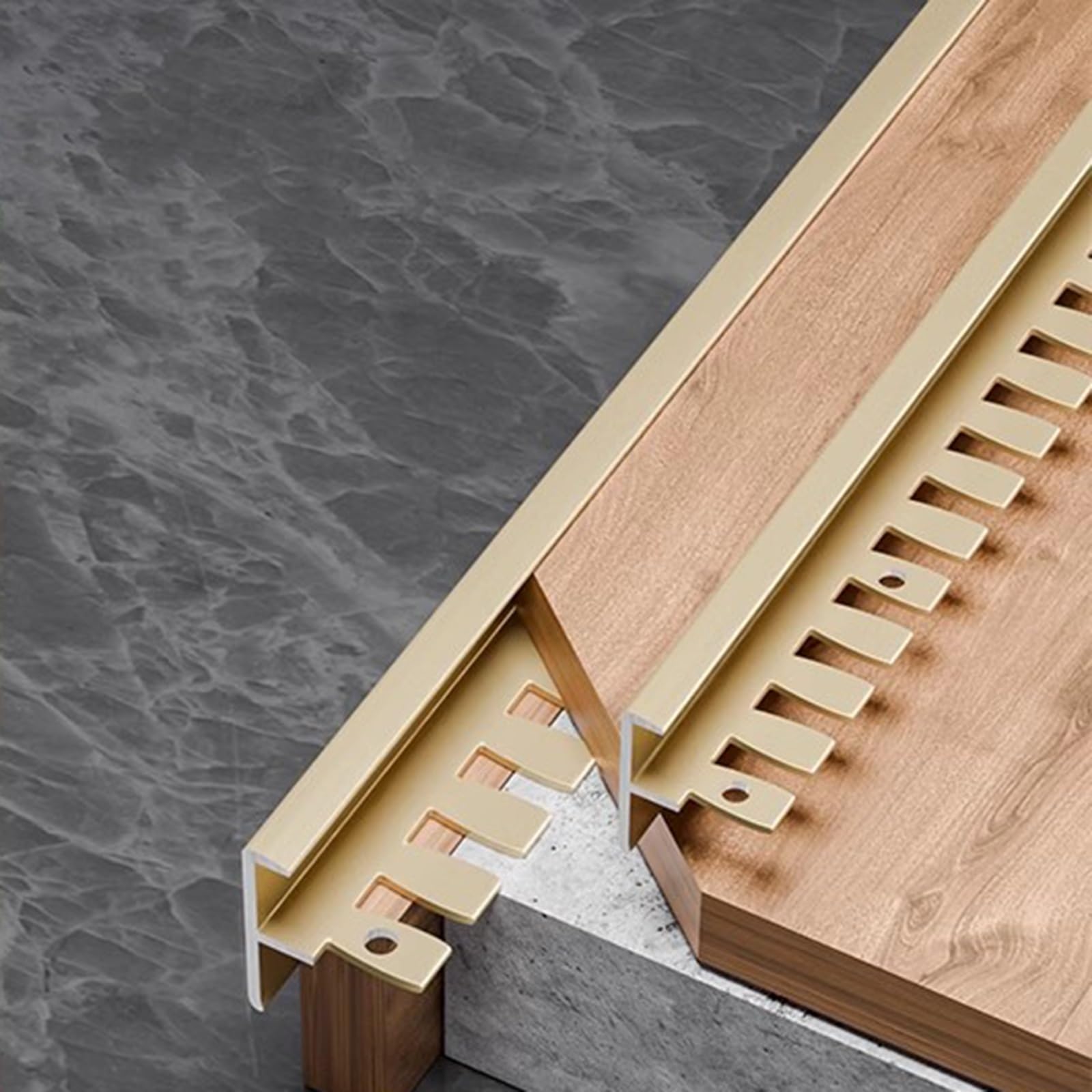 Perfil De Borde De Escalera, Perfil De Borde, Plegable, En Forma De F, Perfil De Extremo, Longitud: 90cm*3 Piezas, Perfil Metálico, Perfil De Borde De Escalón Para Laminado, Parquet Y Baldosas(Bronze