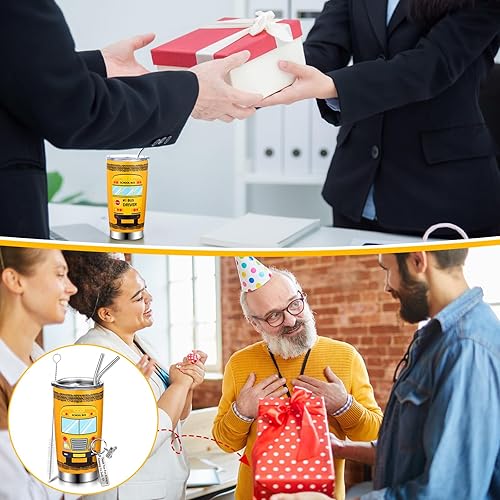 Miniatura 7 de Uiifan Paquete de 6 regalos de agradecimiento al conductor de autobús, juego de 3 vasos de acero inoxidable de 20 onzas, 3 llaveros para conductor