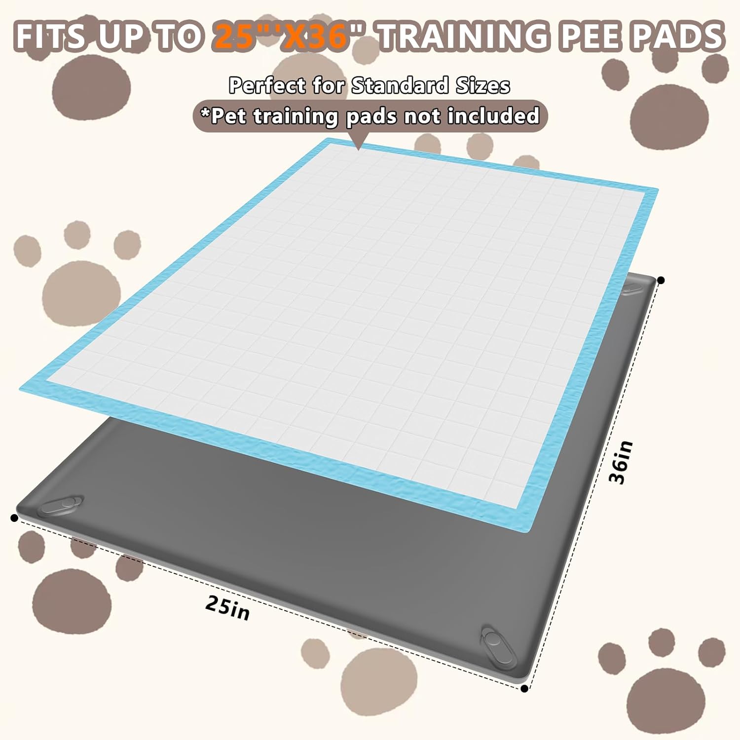 Pee Pad Holder for Dogs Fits Up to 25" x 36" Training Pads Silicone Puppy Pad Holder Tray Non-Slip Dog Pad Holder with Powerful Magnetic Lock Potty Pad Holder for Home Floor Protection