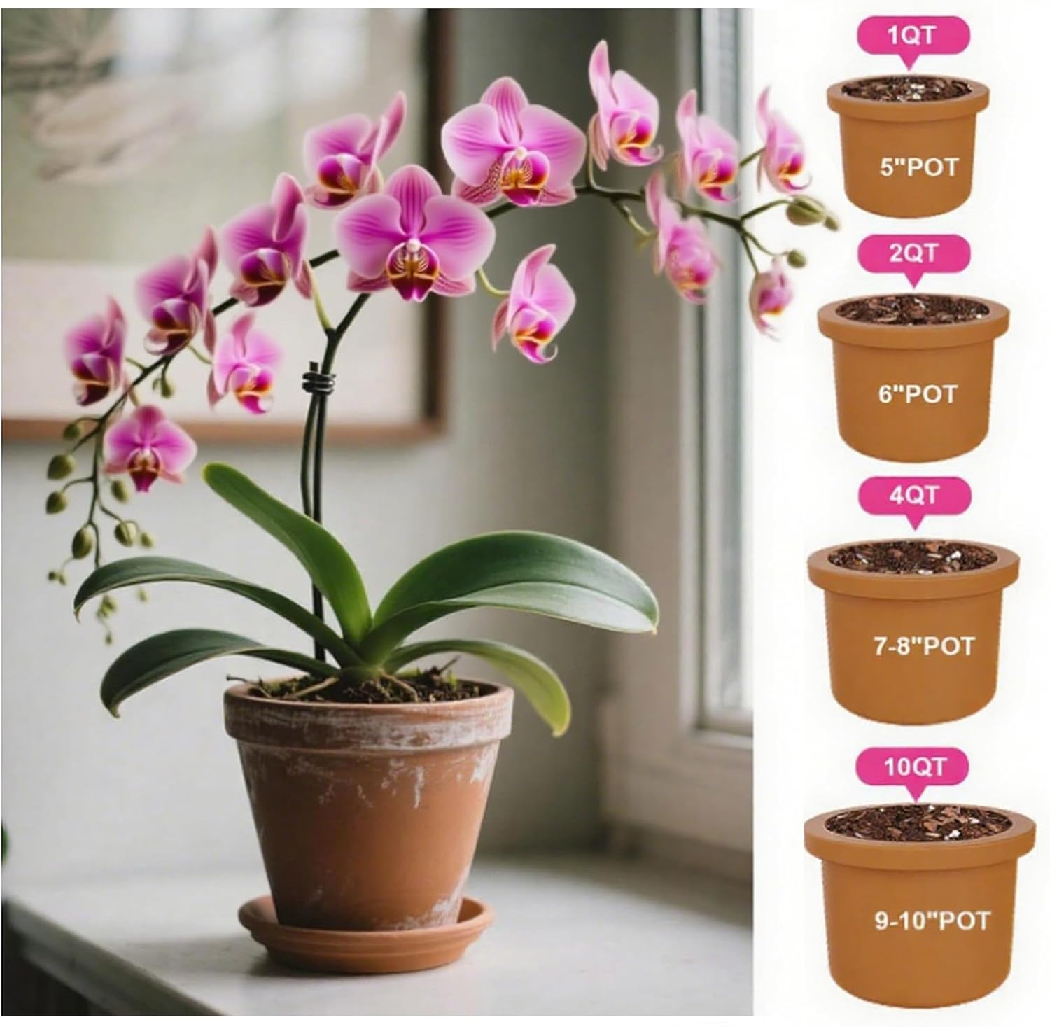Orchid Potting Mix with Orchid Bark 10QT - New Upgraded Formula for Superior Drainage & Breathability | Premium Soil for Healthy Roots
