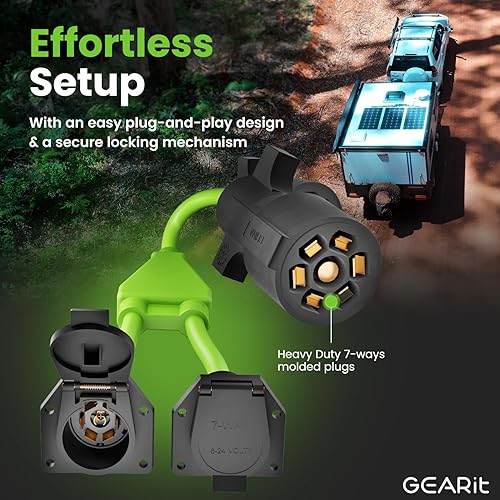 Miniatura 4 de GearIT Enchufe de remolque de 7 vías y divisor en Y (15 pulgadas), enchufe de remolque de 7 pines, cable en línea, cable de arnés de cable, conector
