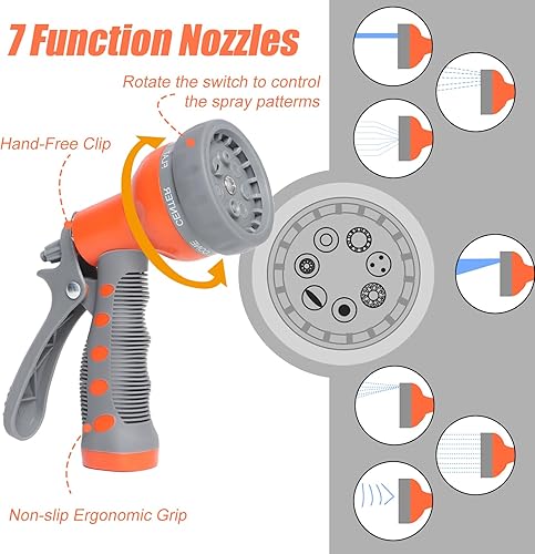Miniatura 8 de Yvnicll Manguera de jardín de goma de 50 pies 58, manguera de agua resistente, manguera flexible híbrida duradera, manguera ligera sin torceduras