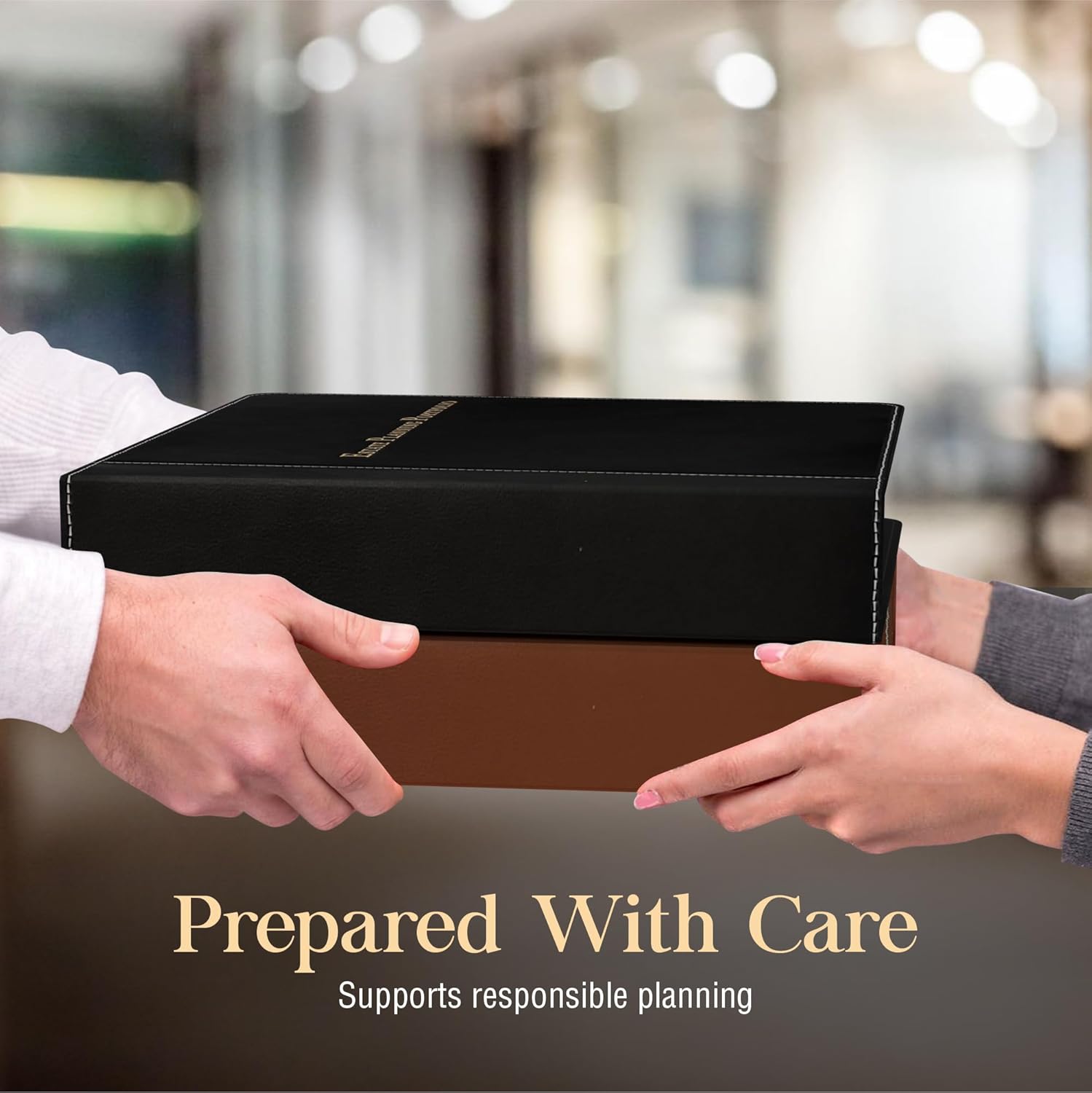 Estate Planning Leather Organizer Binder – Genuine Leather Estate Planning Portfolio, 3 Ring Round Ring Trust Binder with Tabs & Folder for Wills, Insurance & Legal Documents – Black Leather