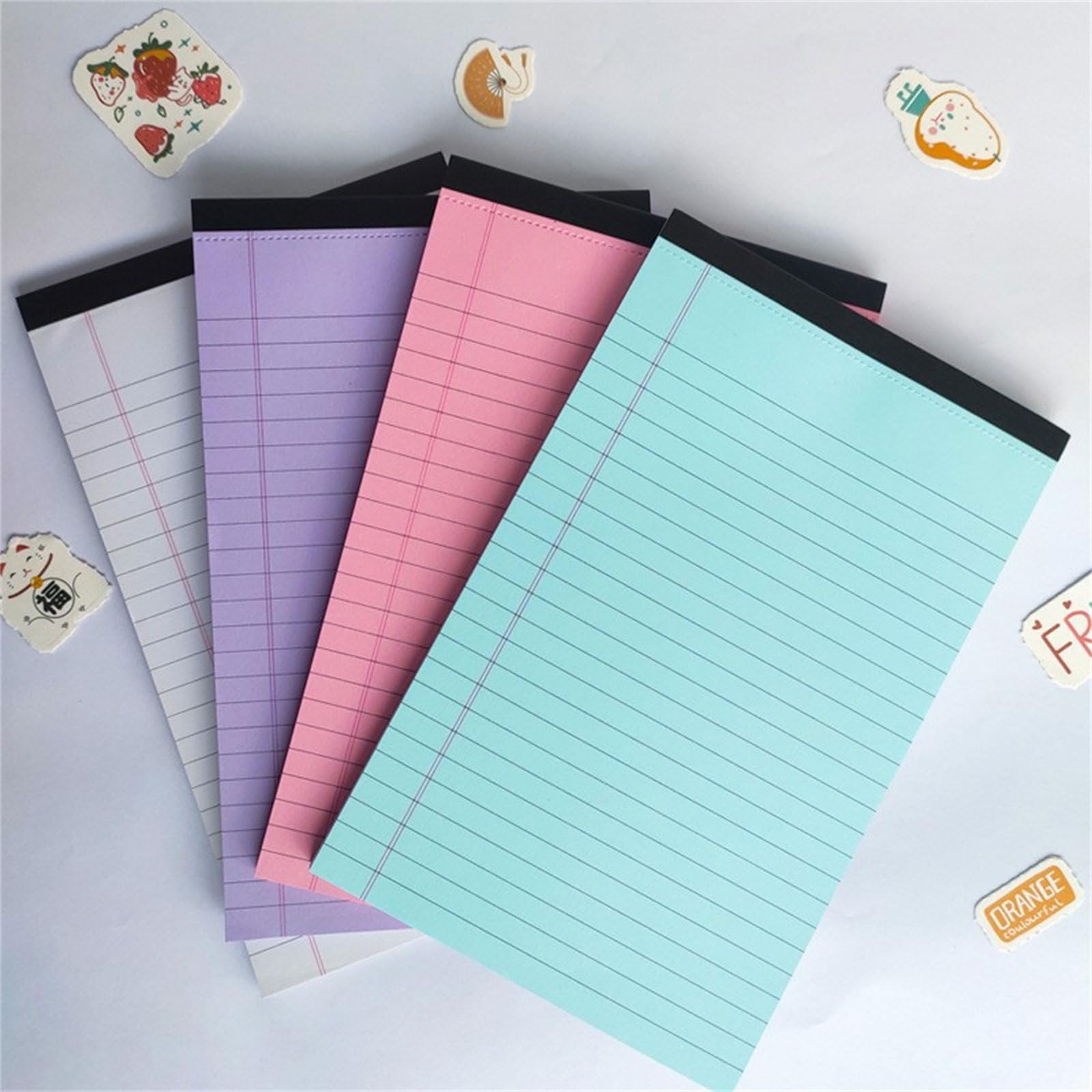 Quaderni colorati formato lettera da 4 Blocco note foderato da 50 fogli ciascuno per studenti Ufficio Pianificazione quotidiana professionale Set quaderni carta perforata Quaderni creativi