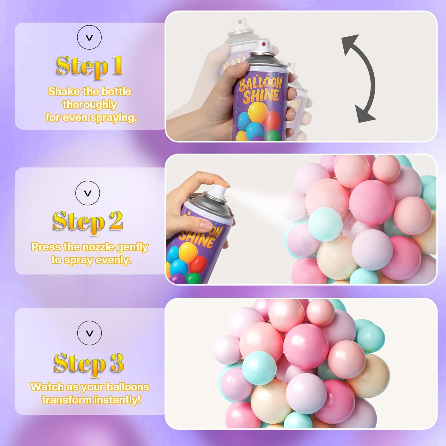 Balloon Shine Spray for Party : 15 oz Balloons Spray Silicone for Halloween Birthday Decorations - Long Lasting Instant High Shine Waterproof for Outdoor Décor (2 PACK)