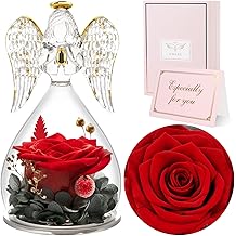 Sunia Gifts for Mom Birthday Gifts for Women, Mothers Day Preserved Real Roses in Glass Angel Figurine Forever Flowers for Delivery Prime, Flores Eternas Presents for Grandma Wife Daughter Sister