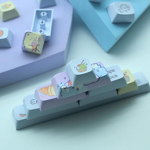 Miniatura 4 de Teclas de helado XDA Profile Custom Cute Keys para teclado mecánico, juego de teclas de 133 teclas de sublimación de tinte PBT (helado morado)