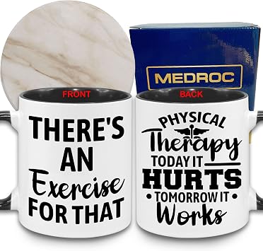 Funny Physical Therapy Gifts - Coffee Mugs Ceramic 11oz with Ceramic Coaster, National Physical Therapy Month Gift for Women Men, Unique Cups For Coworkers, PT Appreciation Gift
