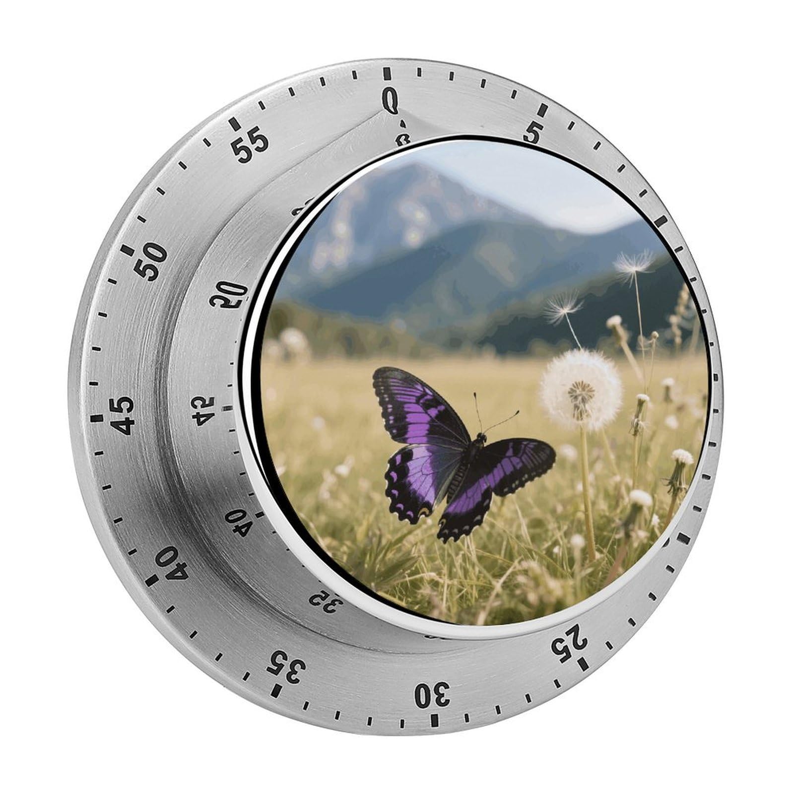 Butterfly Timer Digital Stainless Steel Kitchen Timers with Loud Alarm Visual Timers Magnetic Countdown Countup Timer for Homework Chores Office Time Management
