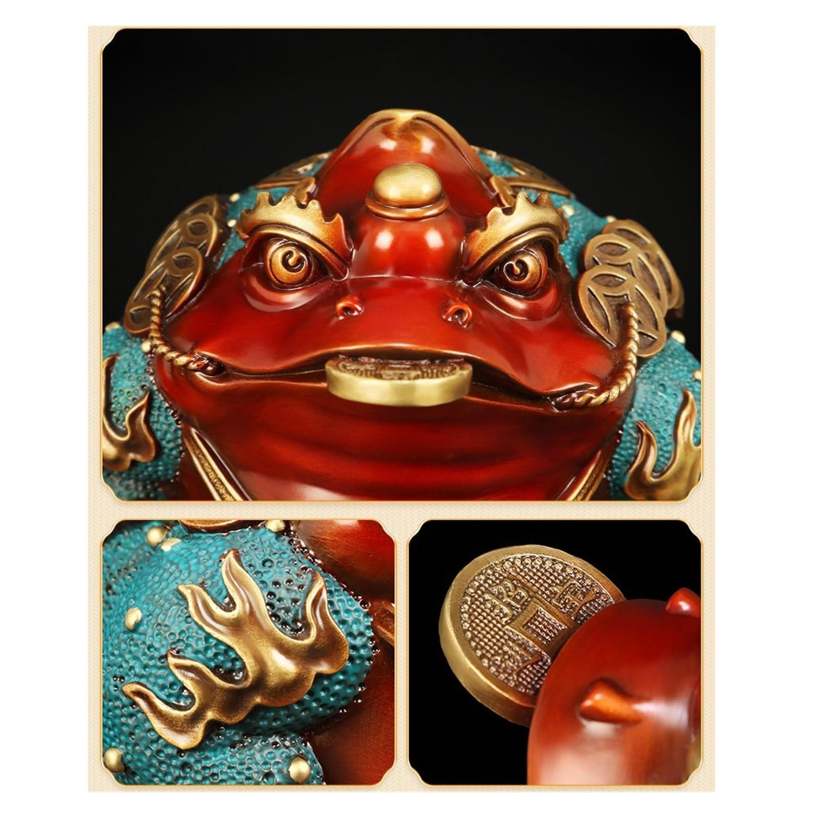 Glücklicher Geld Frosch,Feng Shui Geld Frosch, Frosch-Heimdekoration, Frosch-Schatzbecken-Statue(Medium)