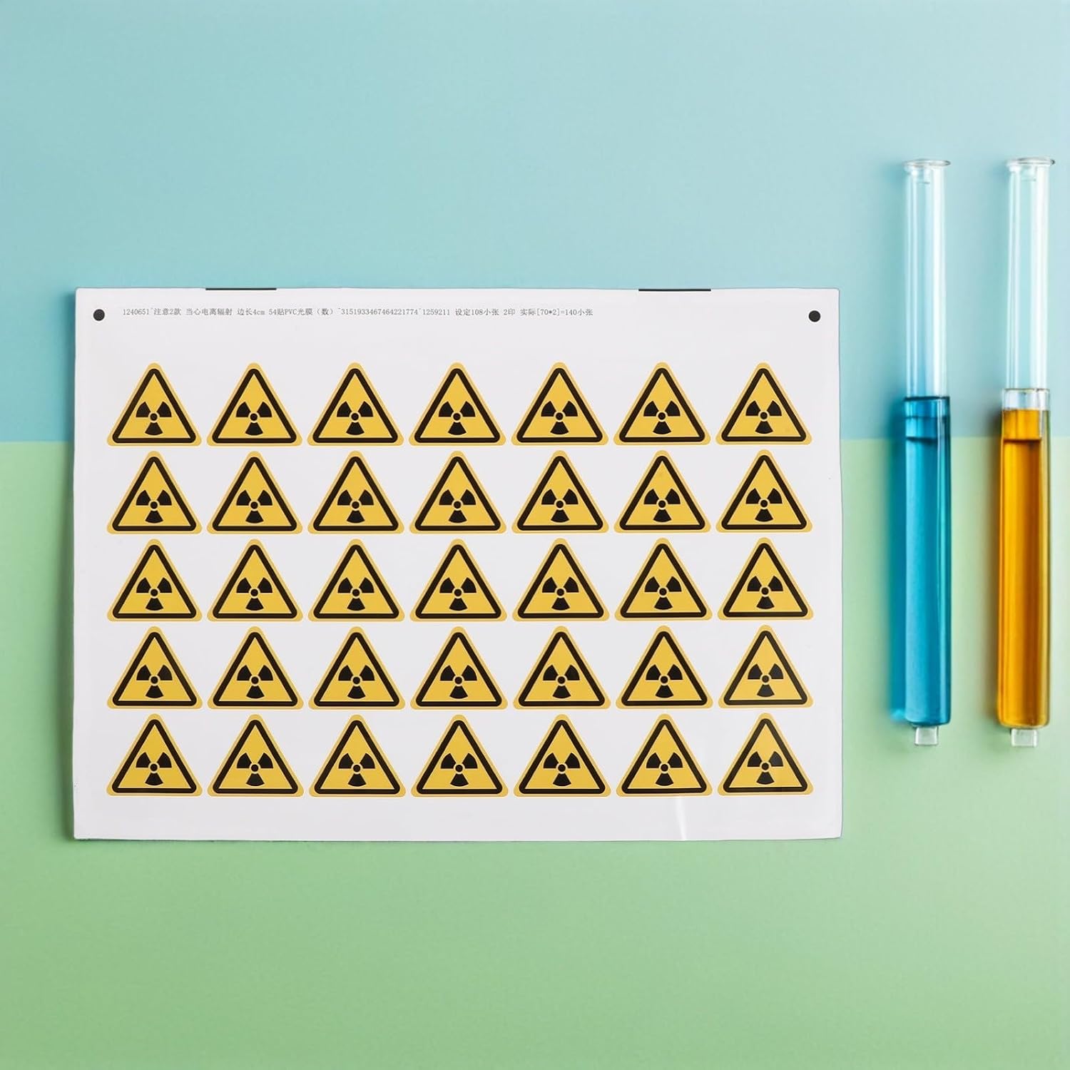 SOLUSTRE 54pcs Radiation Warning Label Sticker Self-adhesive Pvc Decal with Yellow Caution Symbol for Environments and Machines, Easy Application and Peel off Cleanly Safety Sign