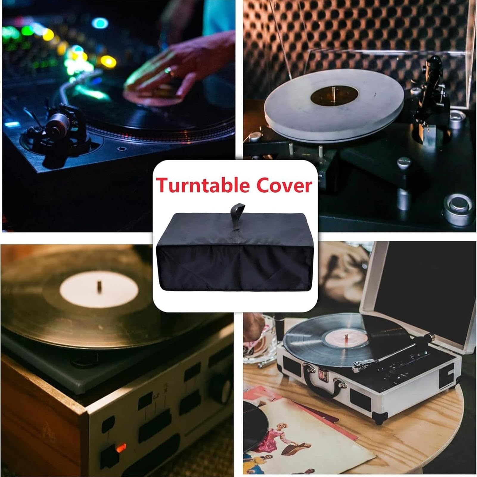 Cubierta de polvo de plato giratorio, cubierta de polvo de tocadiscos impermeable, protector de equipos musicales de oxford de tela amplio, protector de tocadiscos, tapa de tocadisc-os para hombres