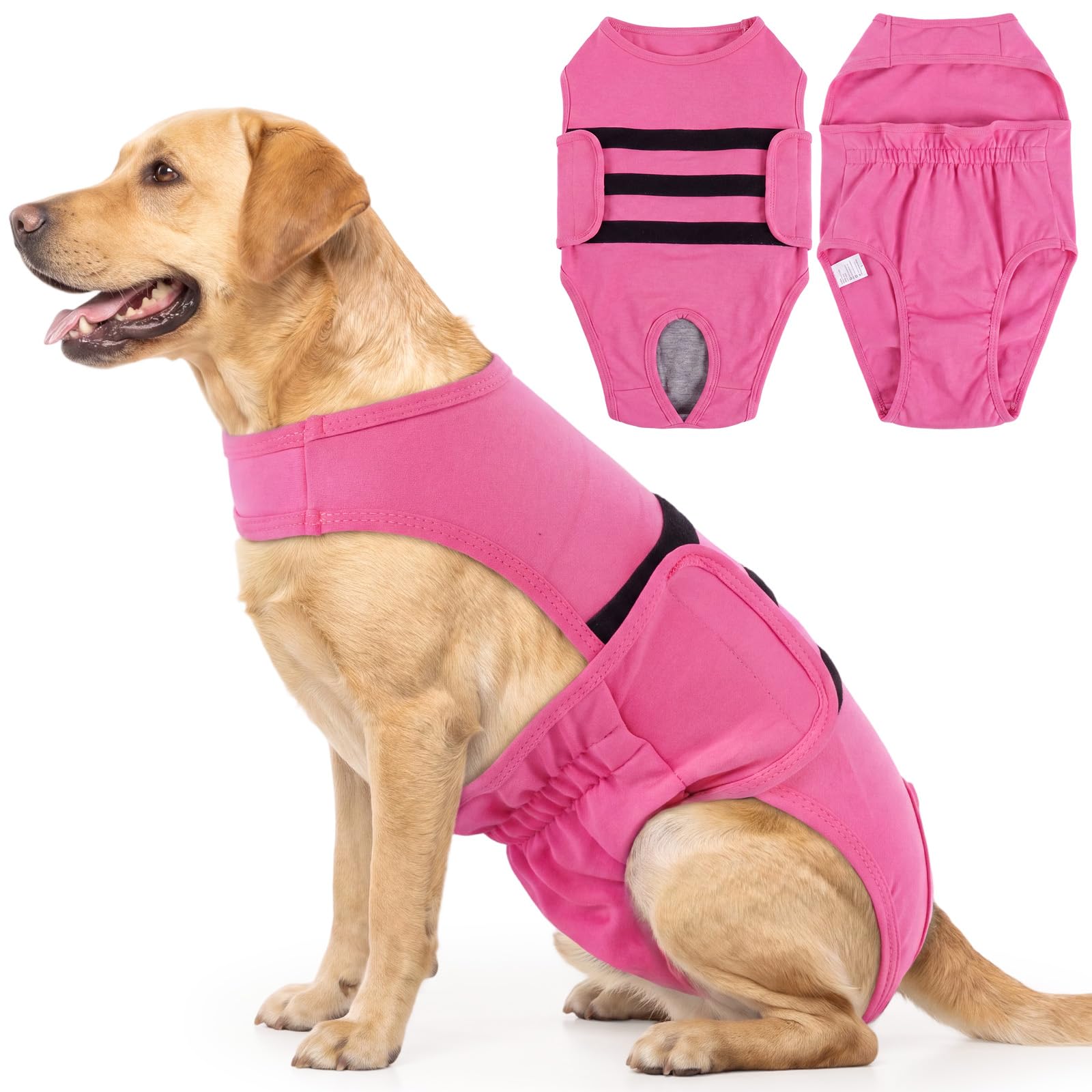 Lelepet Female Dog Diapers with Anti-Slip Suspender, Pink 2XL