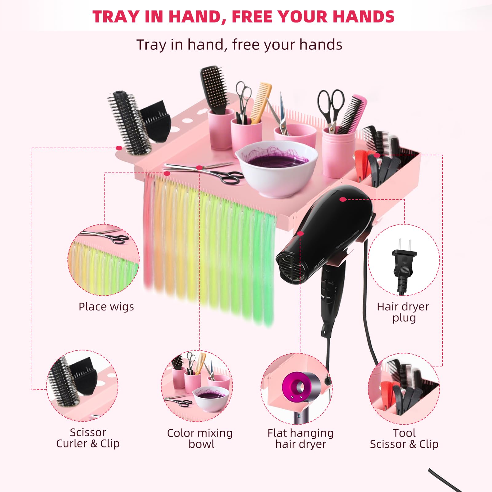 Salon Tray on Wheels with Adjustable Height