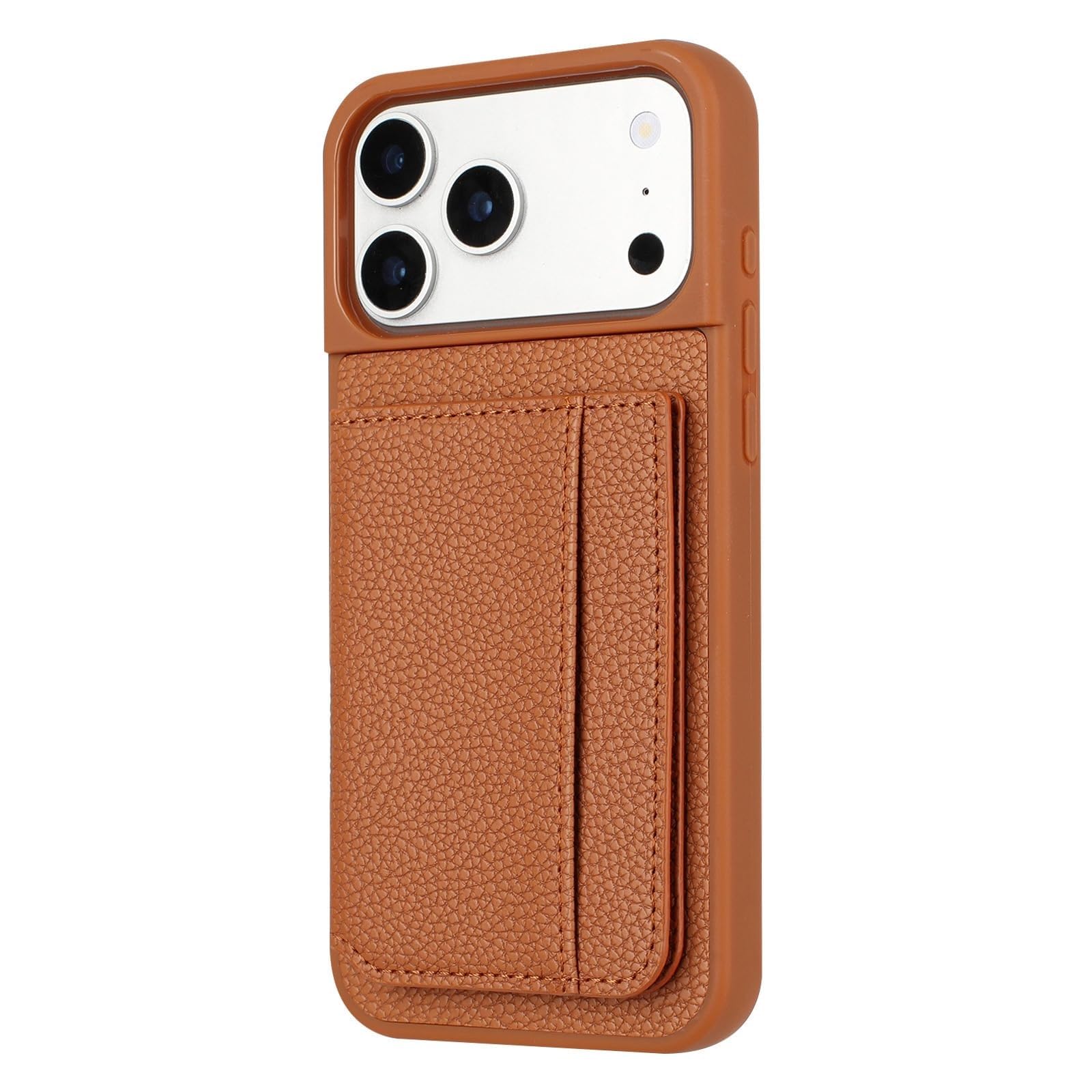 Generico Custodia A Portafoglio In Pelle Minimalista For IPhone 17/17 Air/17 Pro/17 Pro Max, Slot For Schede E Funzione Supporto, Copertura Protettiva For Borsa Sottile(Brown,17 Air)