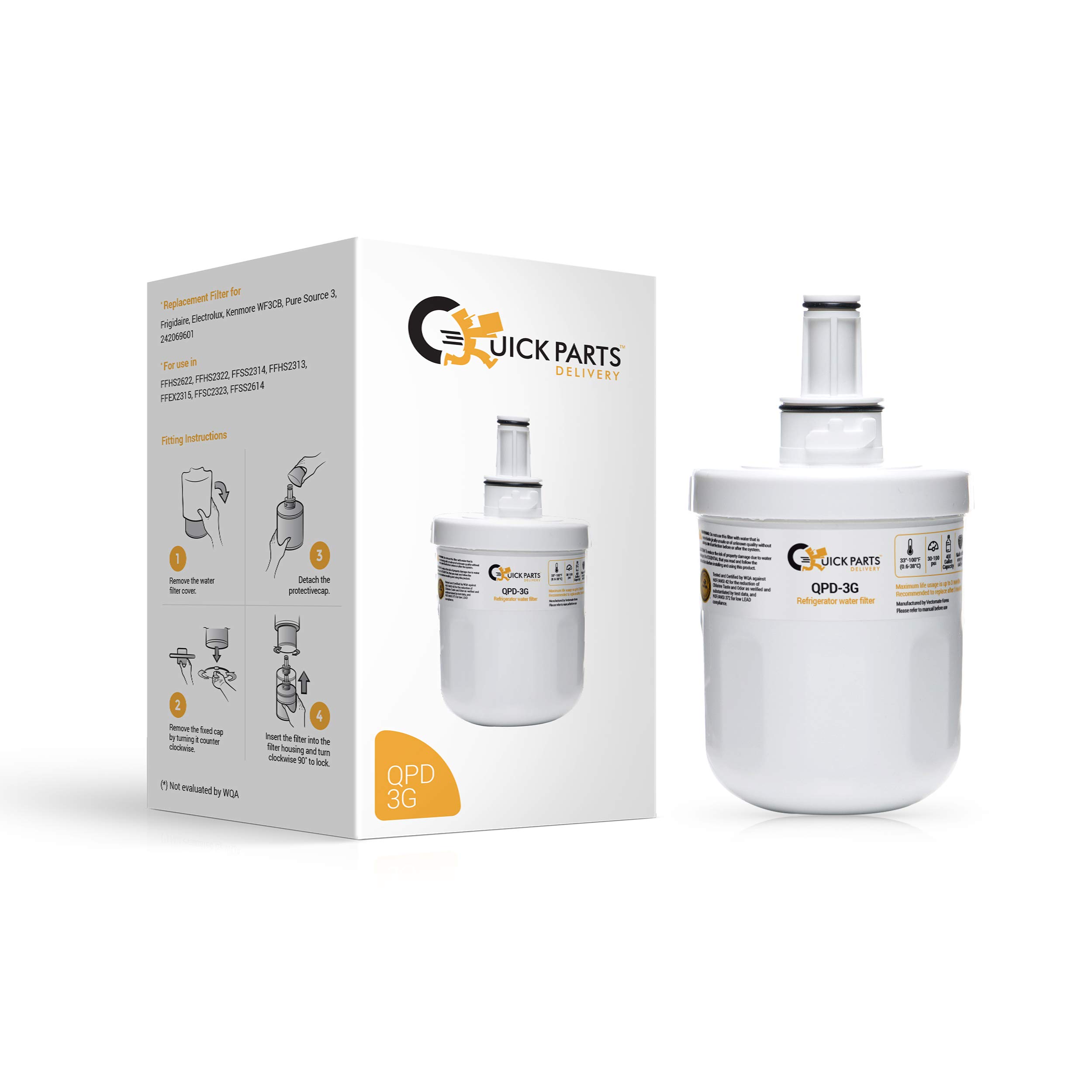 QPD-3G NSF 42 Certified Water Filter Replacement Compatible with Models DA29-00003G, DA29-00003B, HAFCU1, DA29-00003A Advanced Series, RWF1100A, (1 pack)