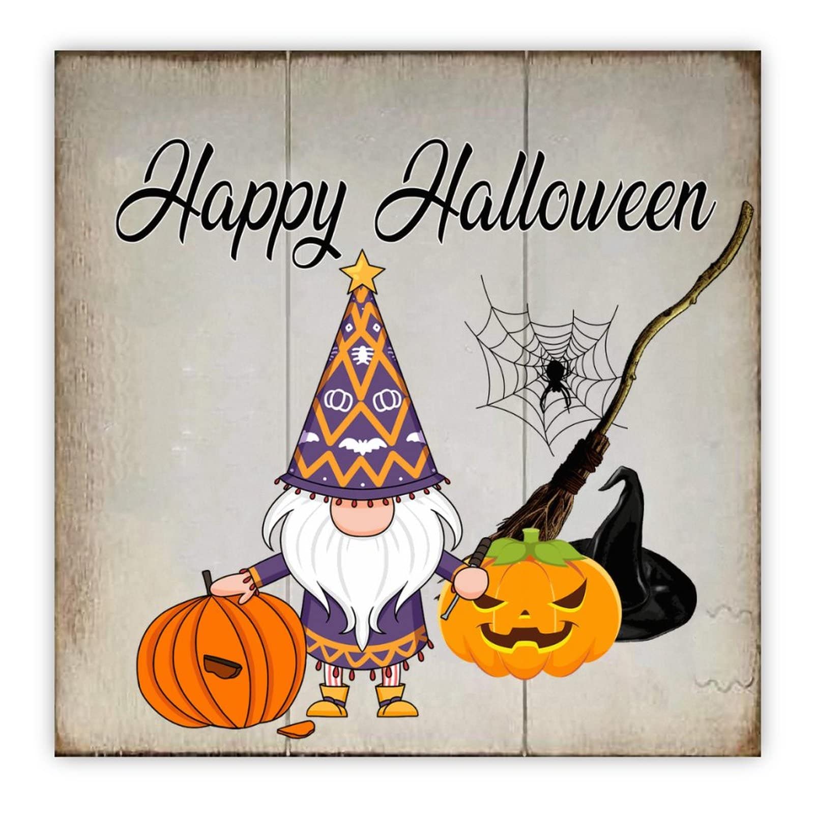 Nain de citrouille d'Halloween plaque bois cadeau de pendaison de crémaillère
