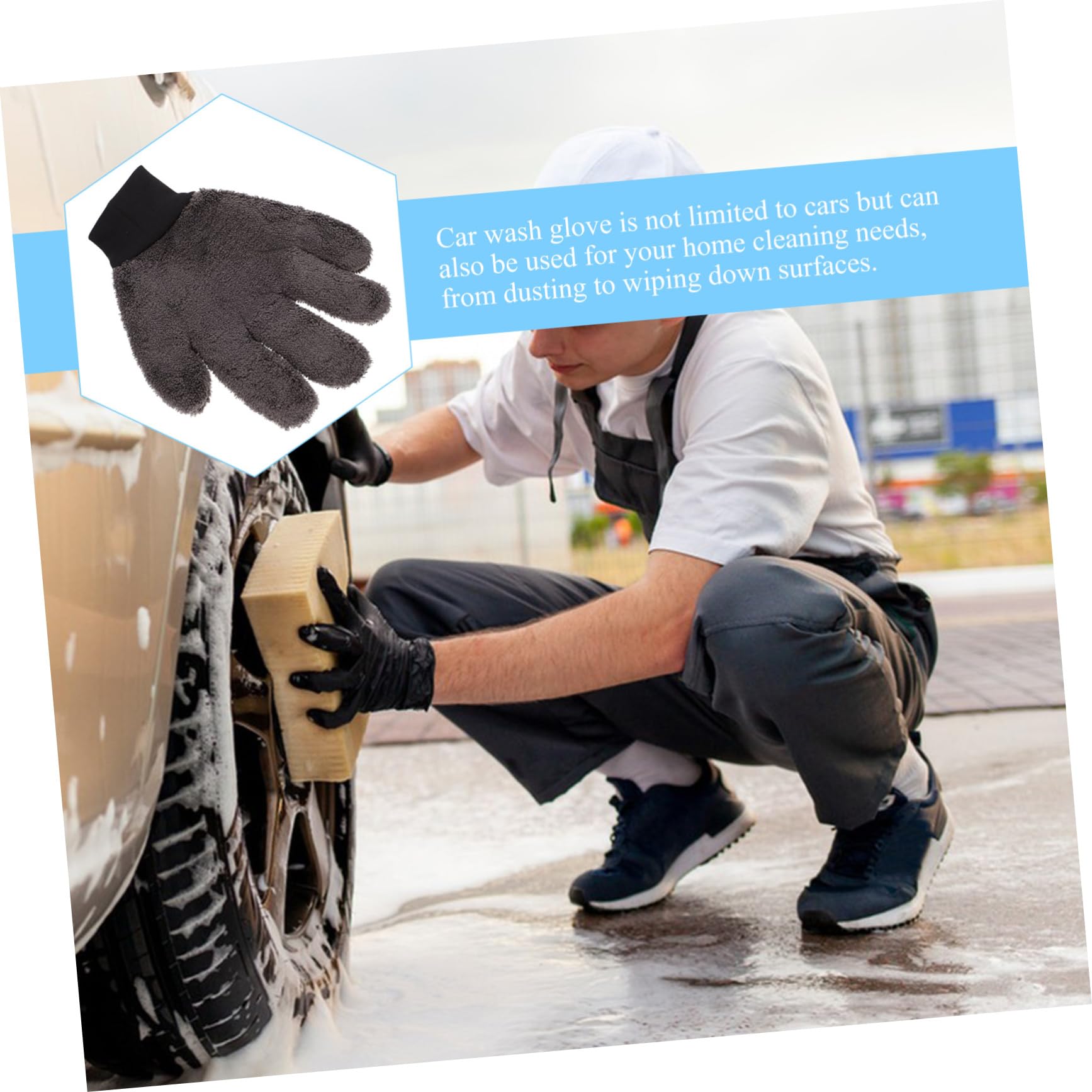 GLEAVI 5pezzi Guanto Per Lavaggio Auto Microfibra Guanto Pulizia Versatile Per Interni Ed Esterni Lavabile e Resistente Ottimo Per Superfici Domestiche e Veicoli