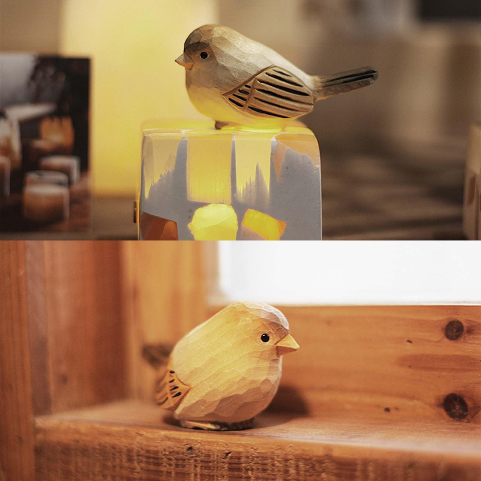 Amazon.co.jp: かわいい 鳥の彫刻 木彫り 鳥の雑貨 インテリア雑貨 鳥