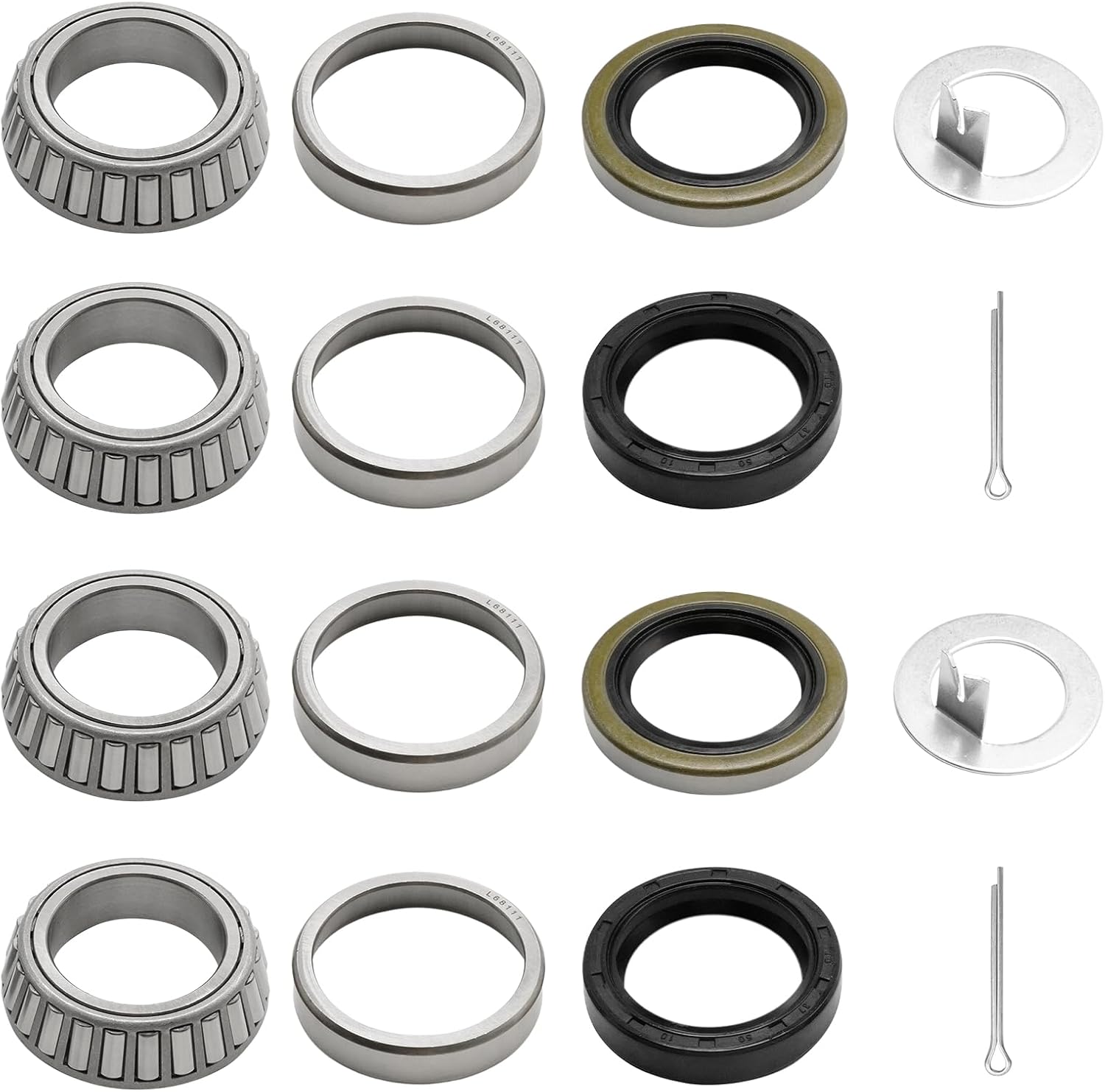 2Sets 1-1/16'' Axle Trailer Hub Bearings Kits, 2200 LBS Trailer Hub L44649 L44610 Bearing Kits with Tang Washers, 12192TB 15192TB Grease Seals Cotter Pins