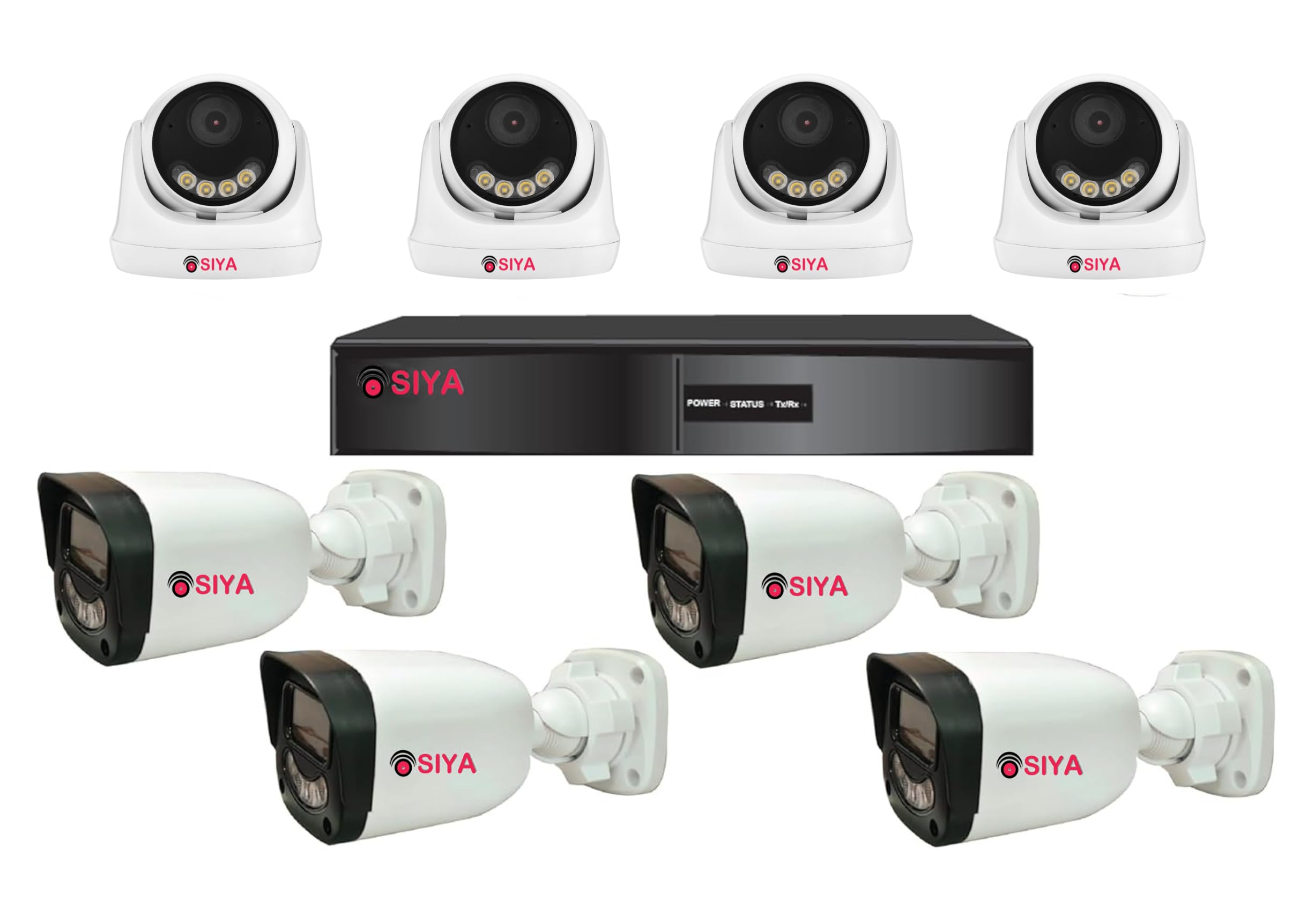 SIYA 5mp IP Indoor Camera Set of 4 + 5mp IP Outdoor Camera Set of 4 with Mic and Colour Night Vision + 10 Channel NVR - Eco Series-image-14