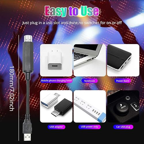 Miniatura 5 de HONLEEX - Proyector USB de luz nocturna para techo, LED, compacto, rojo, paquete de 1