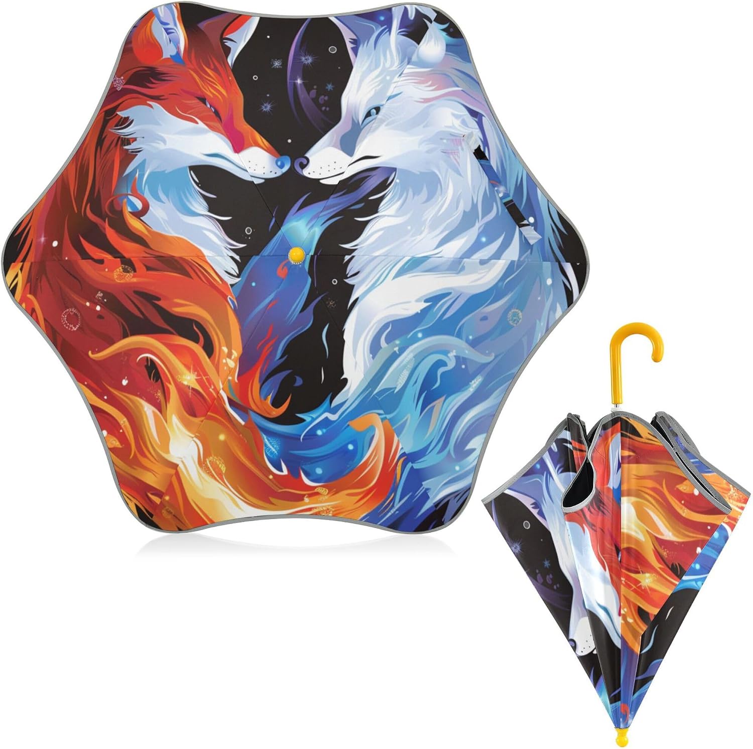 ALAZA Foxes Starry Kids Umbrella for Girls Boys Toddler Children Rain & Sun Umbrella