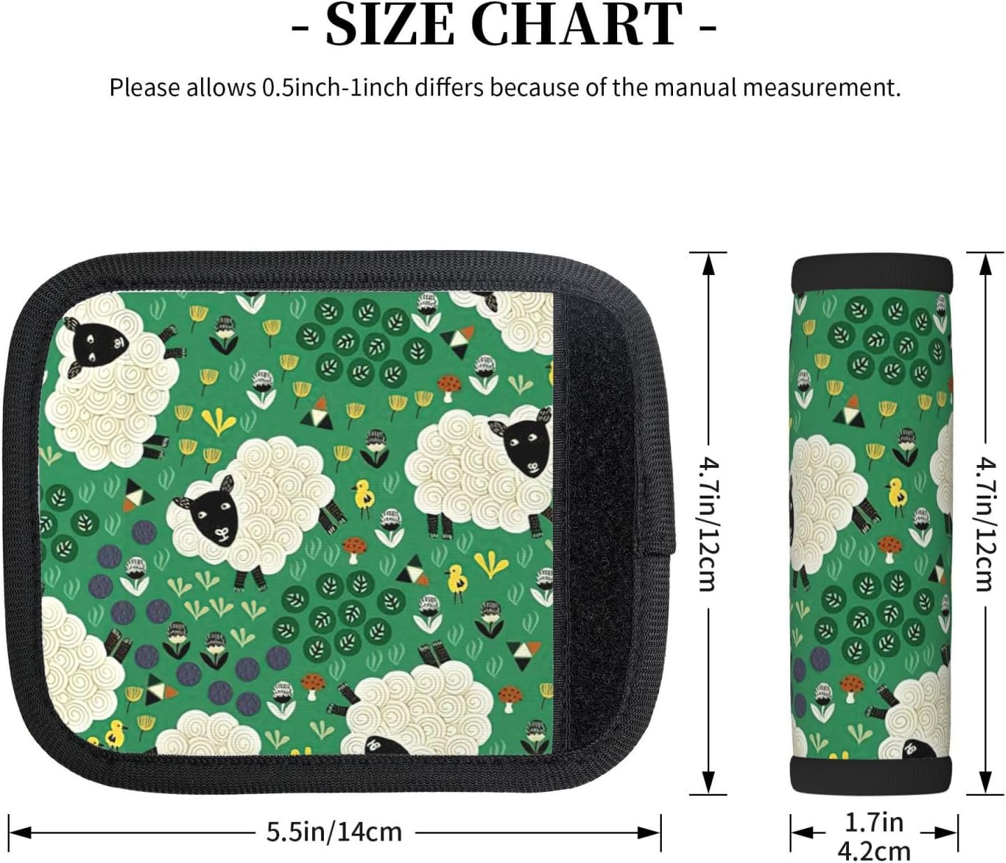 Cute Cartoon Sheep Print Luggage Handle Wraps Luggage Identifiers Soft Neoprene Luggage Handle Wraps for Suitcase Trolley Handle Grip Cover 2 Pack Luggage Tags