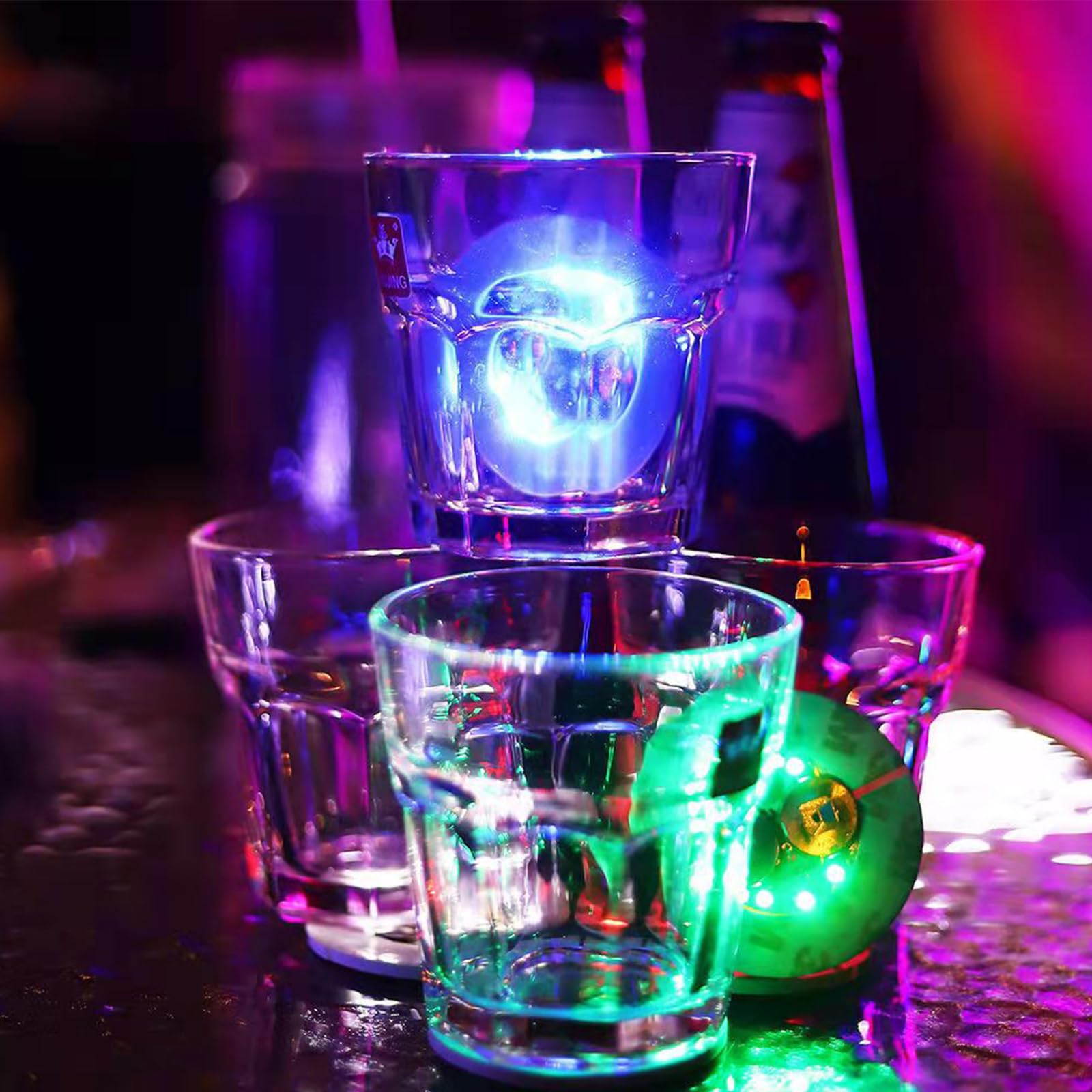 Dessous Verre Led Dessous Verre Lumineux UNISOPH 6 Dessous De Verre LED, Avec 7 Modes D' Éclairage, Dessous De Verre Étanches Pour Fête En Verre, Mariage, Bar, Noël Dessous De Verre Lumineux
