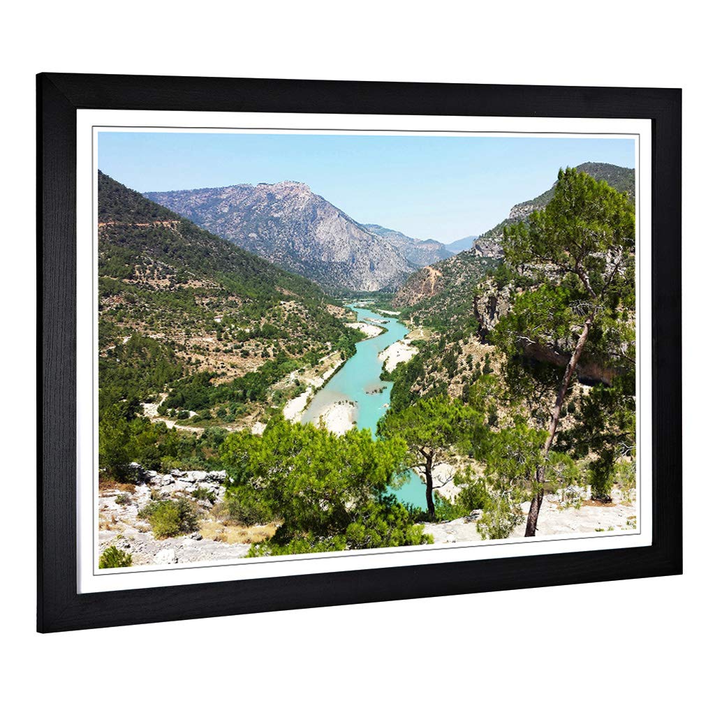 Big Box Art Framed Print of Landscape Turkey Mountains & Lake Design | Wall Art Picture | Home Decor for Kitchen, Living Room, Bedroom, Hallway, Black, A2 / 24.5x18 Inch / 62x45cm