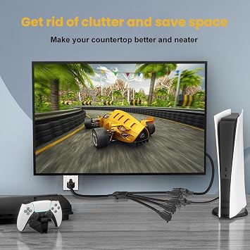 1625W Power Cord Splitter 3 Prong Outlet Extender Cable for Outdoor Indoor
