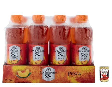 Italian Gourmet Bundle Peach Iced Tea 36 x 500 ml + Italian Gourmet Polpa Free - Soft Drink with Peach Flavour Iced Tea Bottles for Family Office Picnic Party Travel &amp; Supply 18 L
