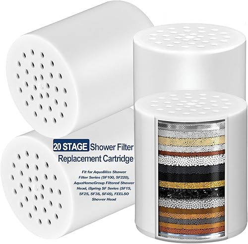Cartucho de repuesto de filtro de ducha de 20 etapas, cartucho de filtro de agua para agua dura, cloro, metales pesados, suavizante de agua de ducha