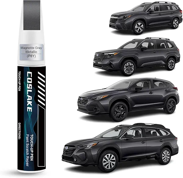 COSLAKE Car Touch Up Paint(Magnetite Gray Metallic(P8Y)) for SUBARU, Car Paint Scratch Repair Kit, Quick & Easy Solution to Repair, 2 in 1 Scratch Remover Pen with Color-Matched