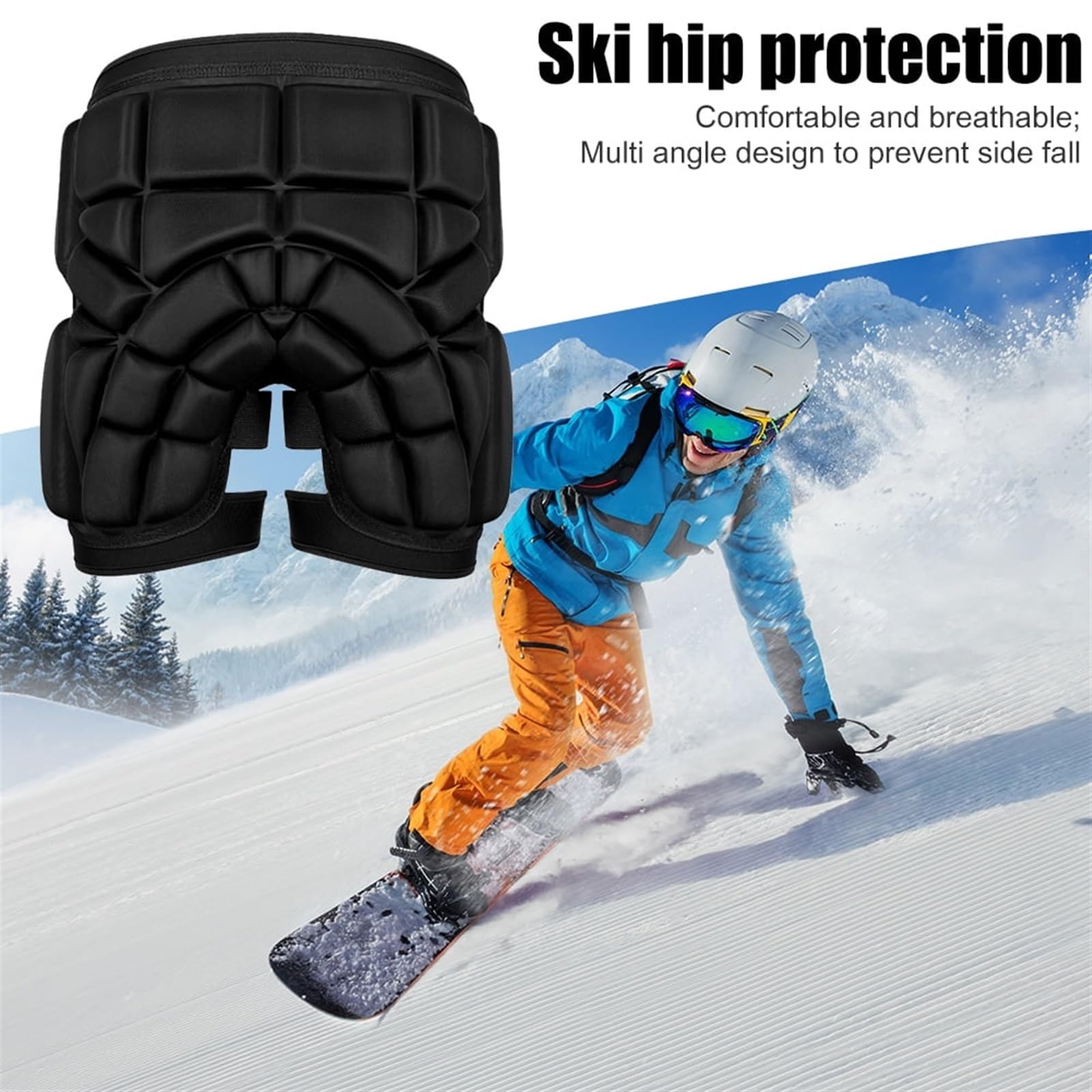 BAHREL 3D Protection Hip Butt EVA Paded Crush Guard Tailbone Impact Pad Ski Ice Skating Snowboard (Size : Small)