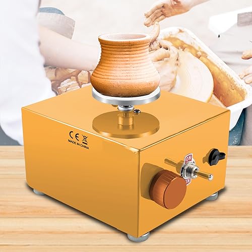 Miniatura 8 de Kit de escultura eléctrica de rueda de cerámica de velocidad ajustable con 3 bandejas giratorias y 16 herramientas, ideal para trabajos artísticos,