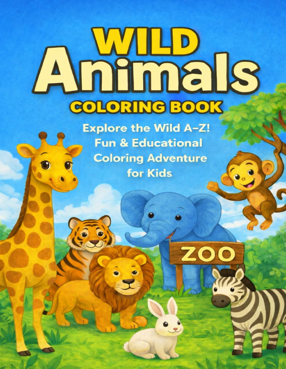 Wild Animals Coloring Book: Fun Alphabet Animal Coloring Pages for Toddlers and Preschoolers