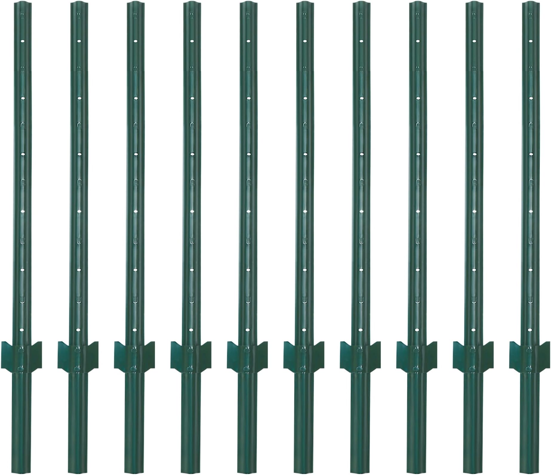 VASGOR 4 Feet Sturdy Duty Metal Fence Post – Garden U Post for Fencing - 10 Pack
