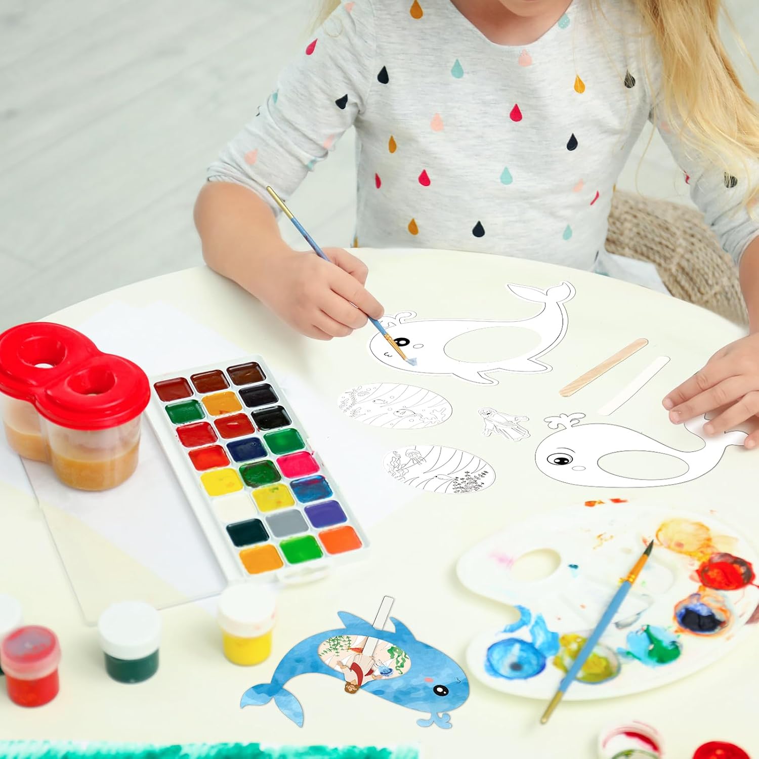 Liliful 24 Pieces Color Your Own Jonah and The Whale Craft Kit for Kids, Sunday School Religious Christian DIY Crafts for Boys Girls Sunday School Activities