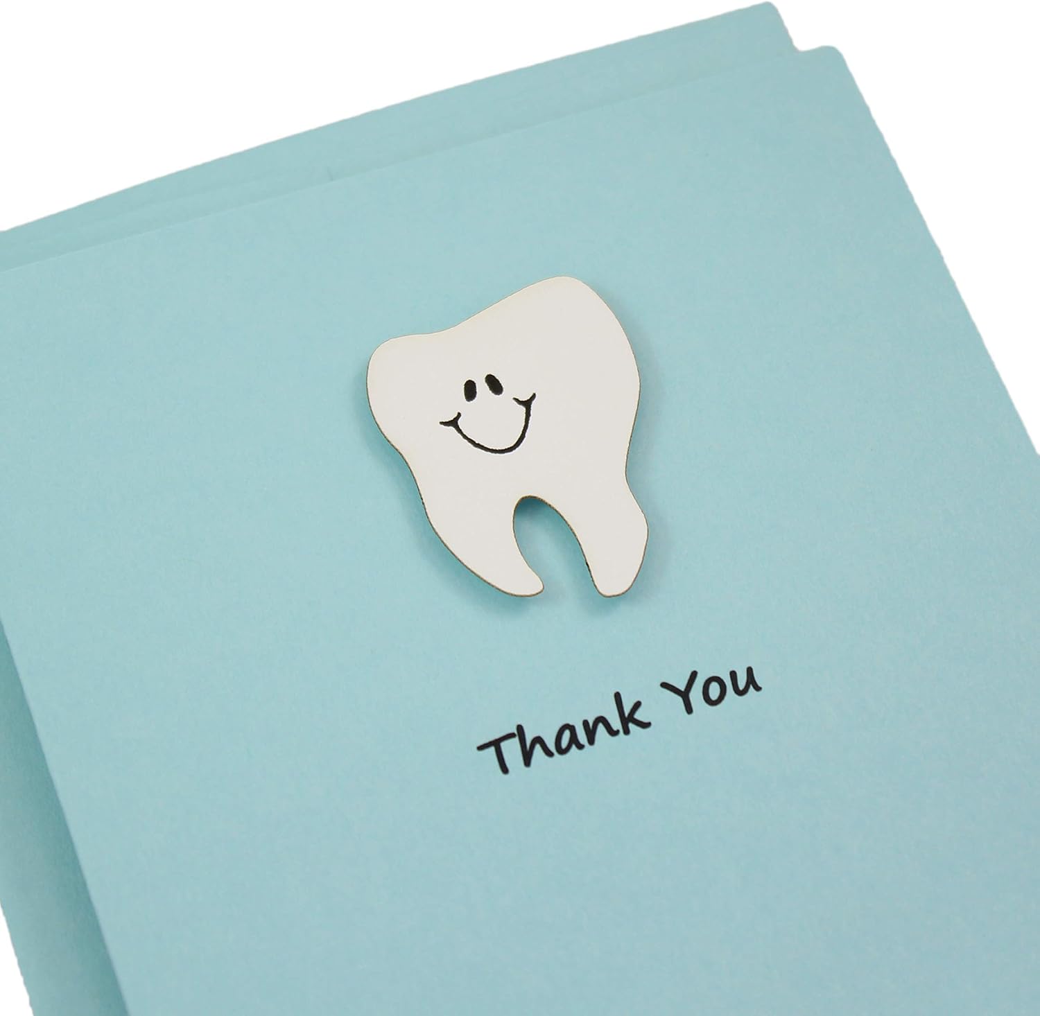 Tooth Thank You Cards Pack of 10 Pastel Blue with Smile Handmade Greeting