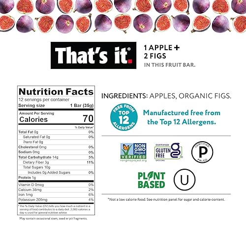 Miniatura 3 de Thats it Barras de frutas de manzana  higo 100  naturales sin ingredientes artificiales ni conservantes deliciosos bocadillos saludables para niños