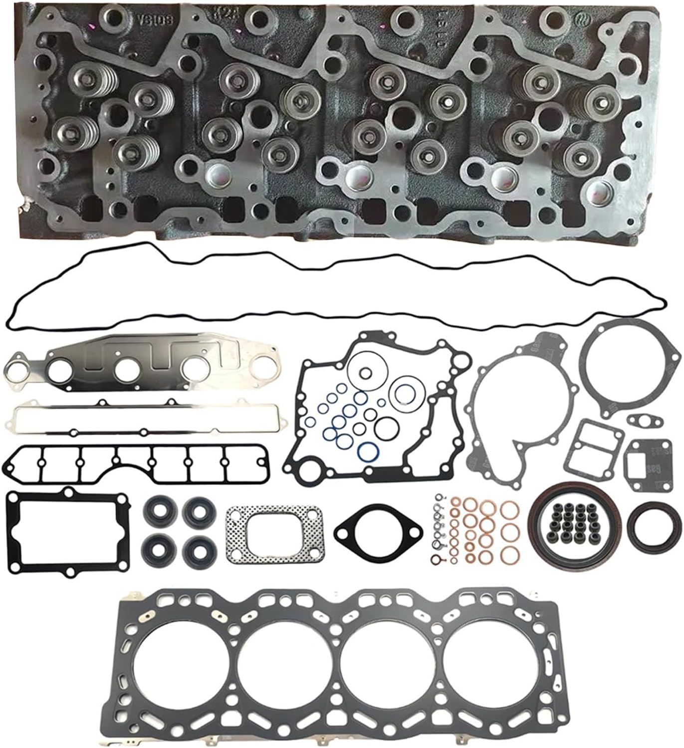 Cylinder Head Compatible for Kubota Engine V6108 (Complete Cylinder Head, With Gasket Set)