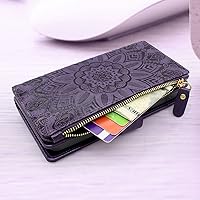 Vista 5 de Harryshell Funda magnética desmontable de piel con cremallera y bolsillo para monedas para efectivo, 12 ranuras para tarjetas, correa de muñeca