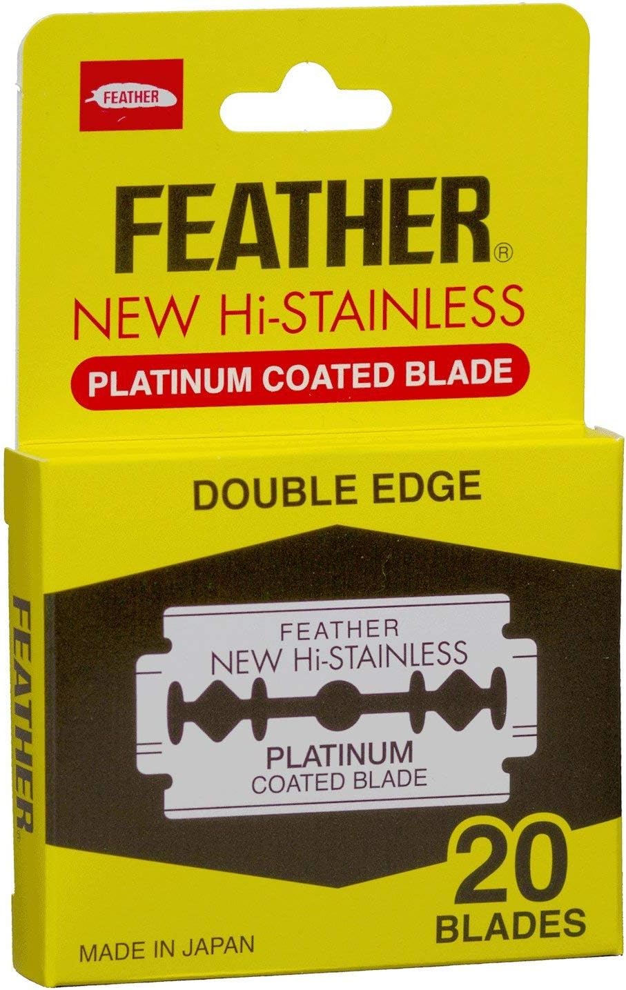 Feather New HiStainless Platinum Coated Double Edge Blade (1 Pack x 20 Blades
