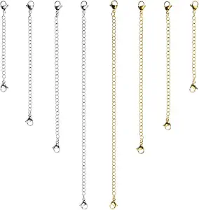 8 Pcs Necklace Extender Gold and Silver Plated Bracelet Extender Extender Chain Set 4 Different Length: 6 inch 4 inch 3 inch 2 inch (4 Gold, 4 Silver)