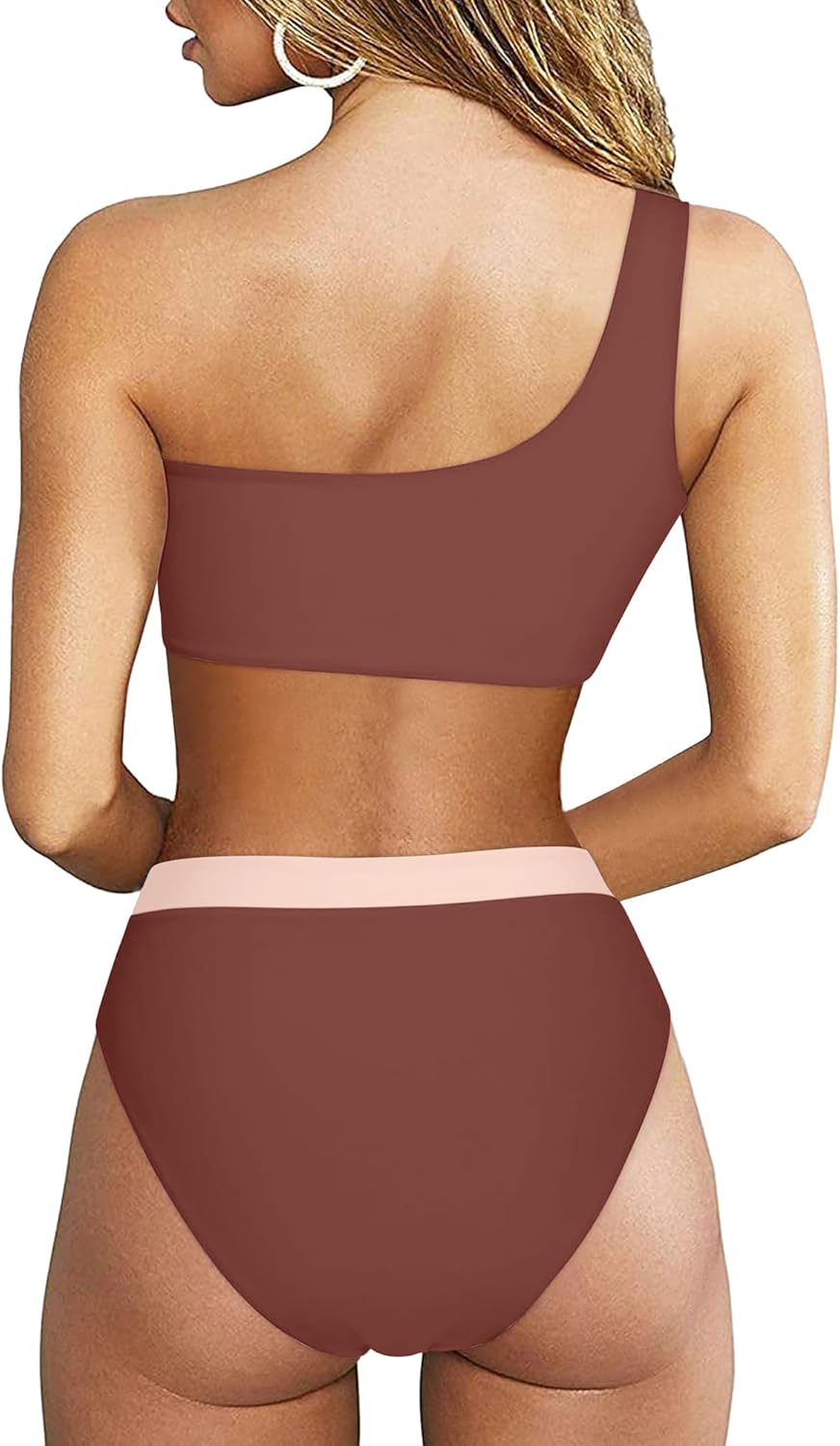 MOOSLOVER Women Cutout One Shoulder High Waisted Bikini High Cut Two Piece Swimsuits - Image 2