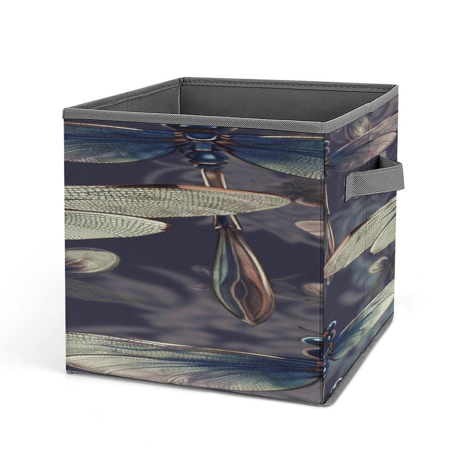 Fodpand Style Dragonfly Pattern Storage Cubes Foldable Decorative Fabric, Storage Bins Baskets With Handles, Closet Organizers And Storage For Home, Office,Closet, Clothes