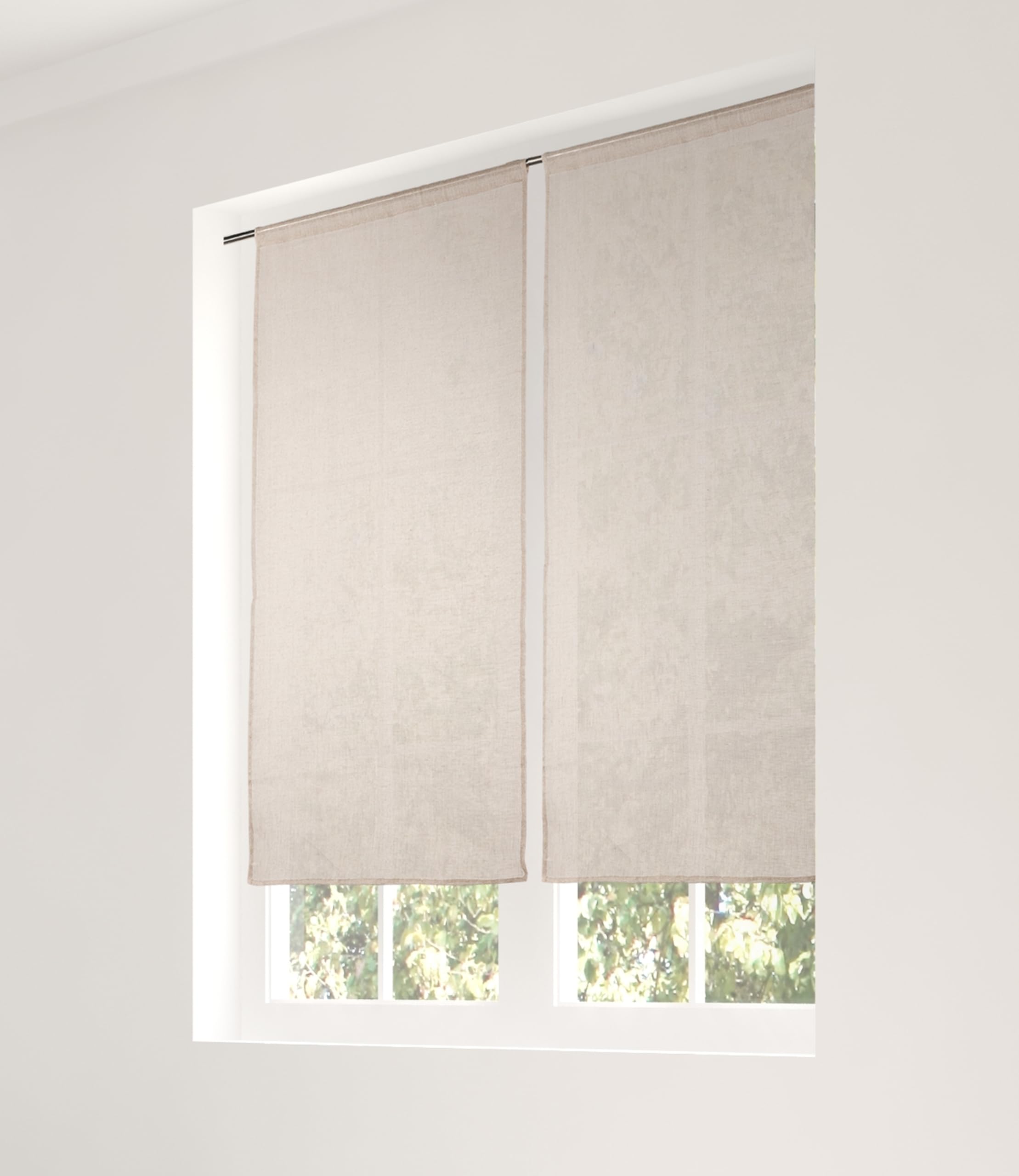 LINDER Voile De Linen Collection Natural Linen Glazing Woven and Dyed in France Curtain Pole Finish 55 x 160 cm Ecru