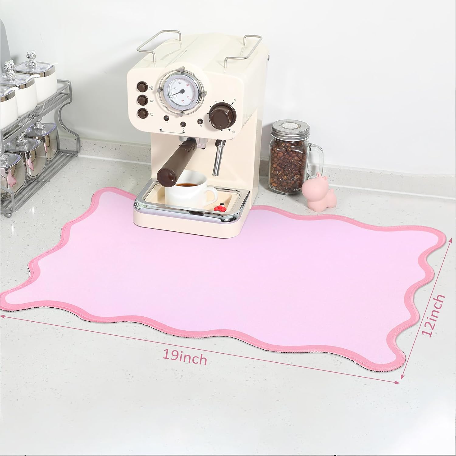 Nuanchu Pink Scalloped Coffee Mat 12" x 19" Coffee Bar Accessories image 2
